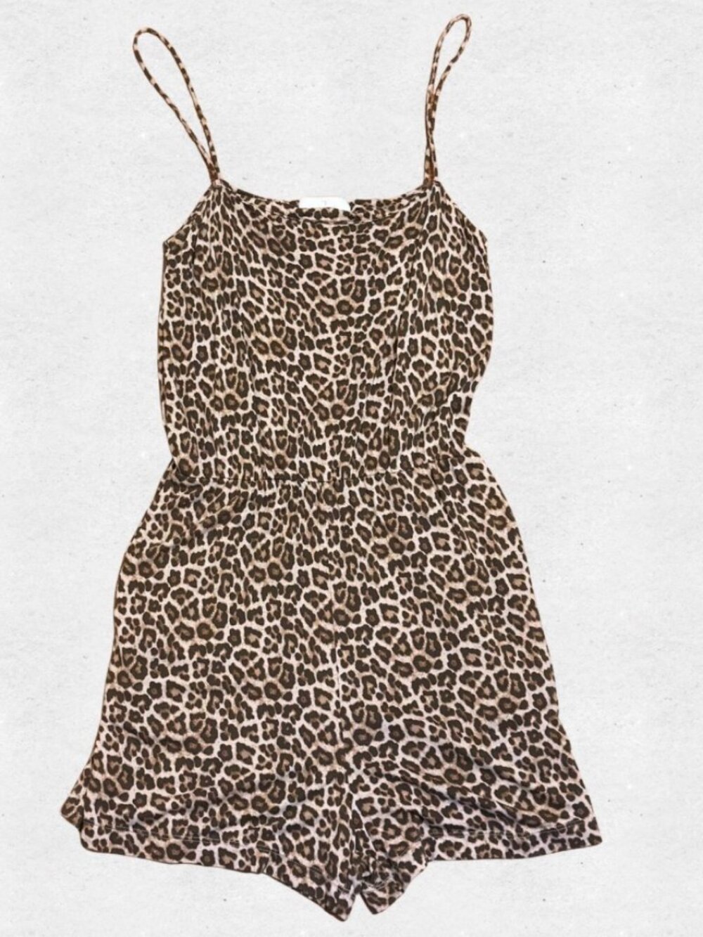 Cheetah Leopard Print Spaghetti Strap Romper Small Pockets Indie Sleeze Boho